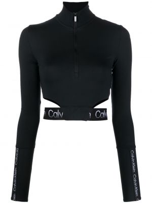 Trykt zip crop top Calvin Klein svart