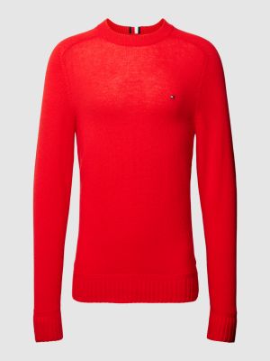 Dzianinowy sweter z wełny merino Tommy Hilfiger czerwony