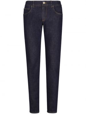 Slim fit skinny džíny s výšivkou Dolce & Gabbana modré