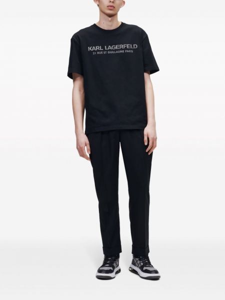 Bavlněné kožené tričko z imitace kůže Karl Lagerfeld černé
