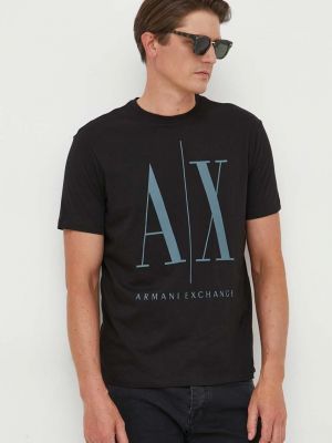 Bombažna majica Armani Exchange črna