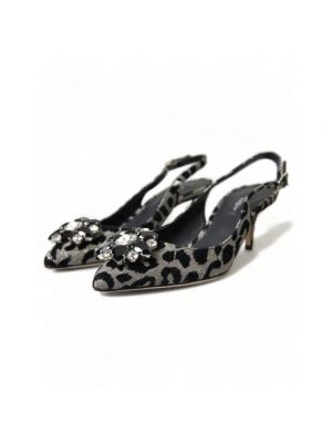 Calzado leopardo slingback de cristal Dolce & Gabbana negro