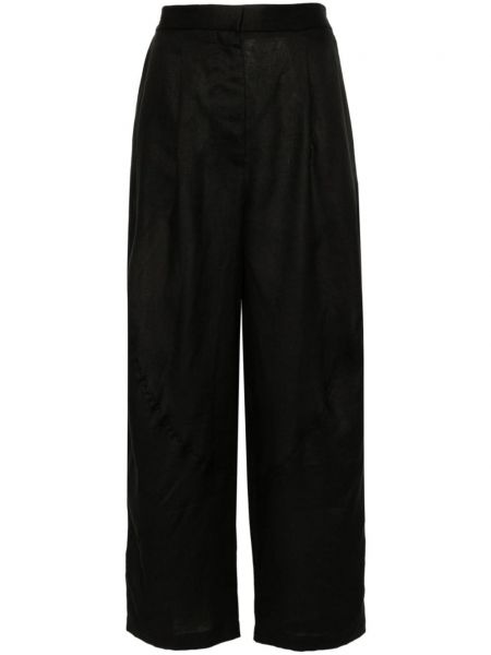 Плисирани ленени панталон Lardini черно