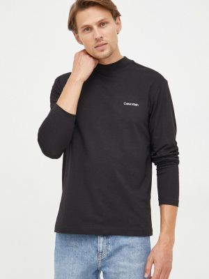 Majica dugih rukava jednobojna sa dugačkim rukavima Calvin Klein crna