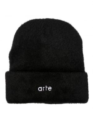 Pelz mütze mit stickerei Arte schwarz