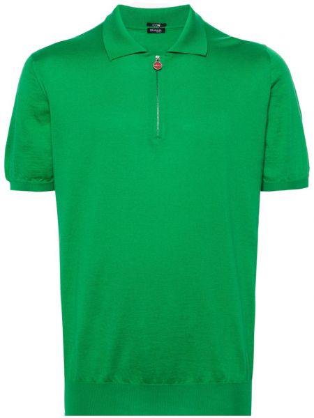 Памучна поло тениска с цип Kiton зелено