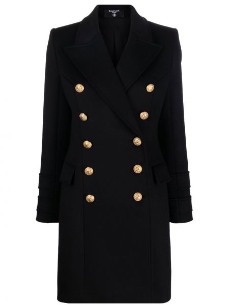 Manteau en laine Balmain noir