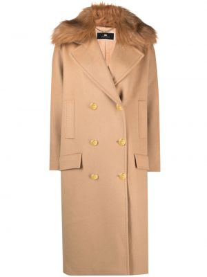 Vlněný kabát Elisabetta Franchi hnědý