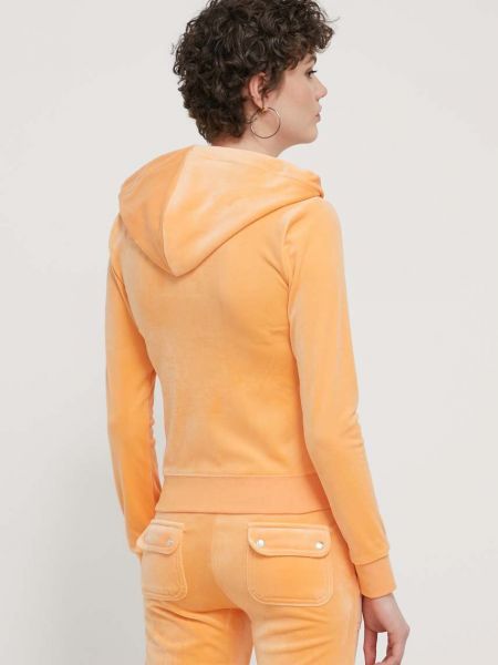Велюровий светр з капюшоном з аплікацією Juicy Couture помаранчевий