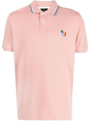 Medvilninis siuvinėtas polo marškinėliai Ps Paul Smith rožinė