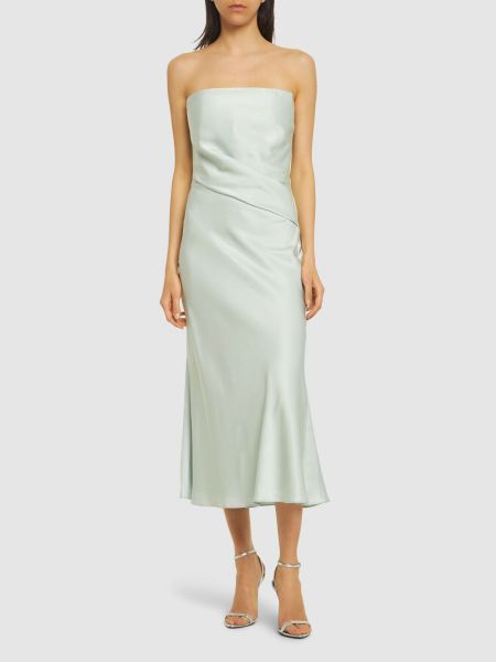 Vestido midi de raso de crepé Roland Mouret verde