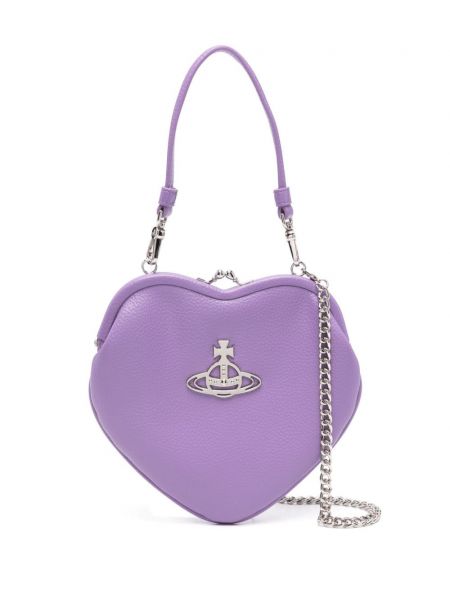 Sydämen kuvio nahka mini laukku Vivienne Westwood violetti