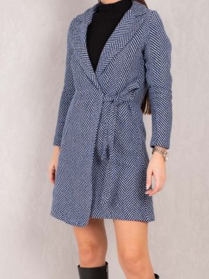 Παλτό με μοτίβο ψαροκόκαλο Armonika μπλε