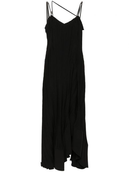 Πλισέ ασύμμετρη φόρεμα Lanvin μαύρο