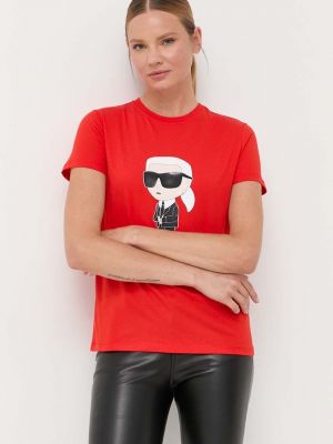 Памучна тениска Karl Lagerfeld оранжево