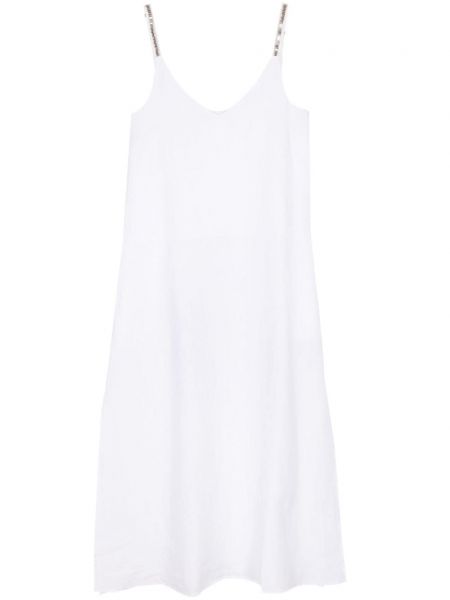 Λινή μίντι φόρεμα 120% Lino λευκό