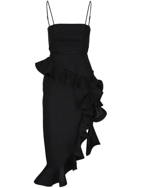 Κοκτέιλ φόρεμα με βολάν Zimmermann μαύρο