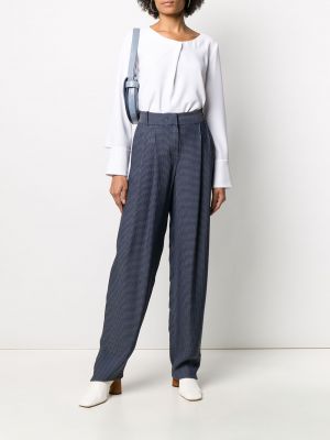 Pantalones de cintura alta con estampado geométrico Giorgio Armani azul