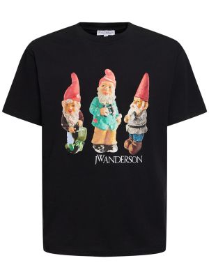 T-shirt en coton à imprimé en jersey Jw Anderson noir