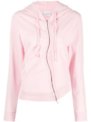 Asimetrična pamučna hoodie s kapuljačom s patentnim zatvaračem Vaquera ružičasta