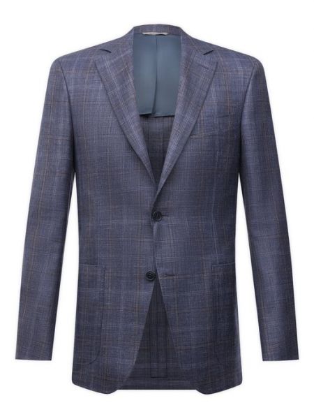 Шелковый шерстяной пиджак Canali синий