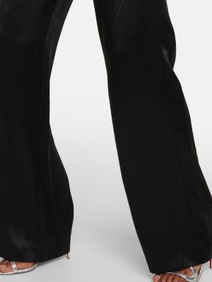 Pantaloni cu talie înaltă din satin de mătase The Sei negru