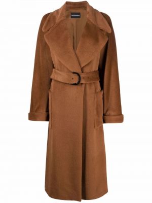 Шерстяное пальто с поясом Emporio Armani