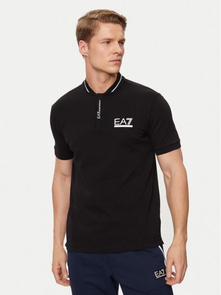 Тениска с копчета Ea7 Emporio Armani черно