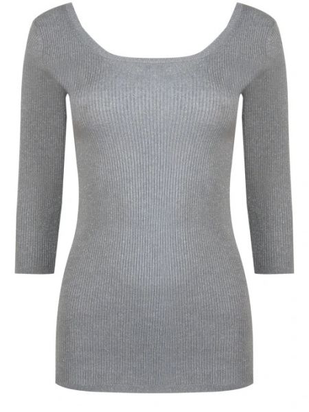 Шелковый шерстяной свитер Prada серый