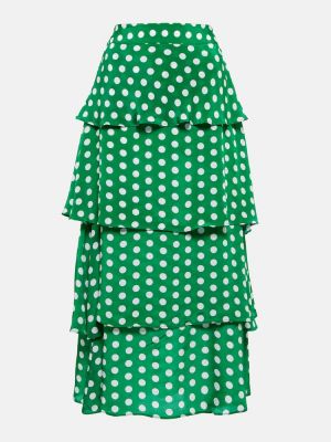 Taškuotas šifono maksi sijonas Alexandra Miro žalia