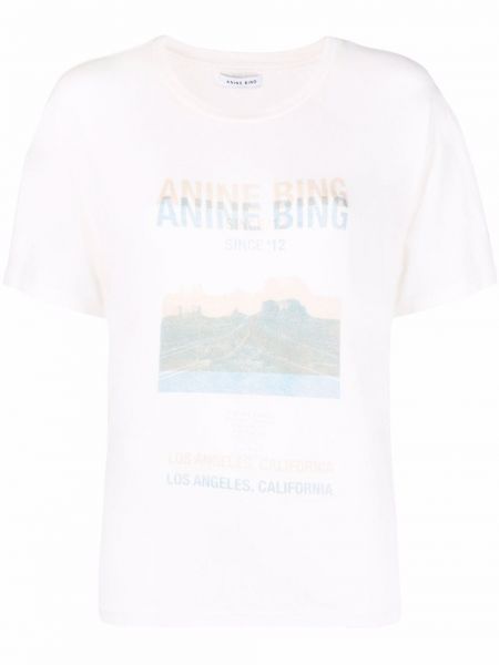 Bílé tričko s potiskem Anine Bing