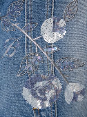 Denim jakna s cvetličnim vzorcem Blumarine modra
