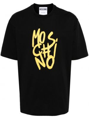 T-shirt en coton à imprimé Moschino noir