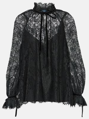 Μπλούζα με δαντέλα Polo Ralph Lauren μαύρο