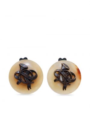 Boucles d'oreilles à imprimé à boucle Hermès Pre-owned beige