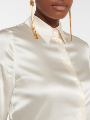 Hedvábná saténová košile Tom Ford bílá