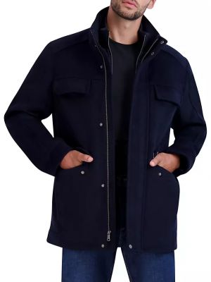 Шерстяное пальто Cole Haan синее