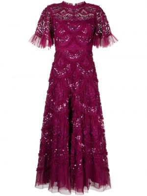 Вечерна рокля с волани Needle & Thread виолетово