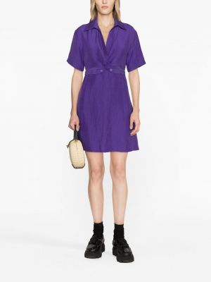 Lněné šaty Sandro fialové