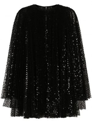Koktejl obleka s cekini Dolce & Gabbana črna