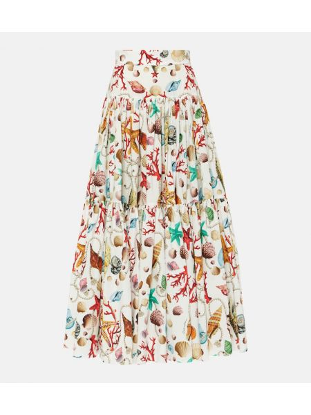 Pamučna maksi suknja visoki struk Dolce&gabbana bijela