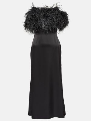 Σατέν μίντι φόρεμα με φτερά David Koma μαύρο