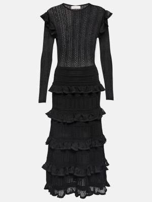 Sukienka midi z falbankami Zimmermann czarna