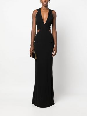 Sukienka wieczorowa bez rękawów z dekoltem w serek Tom Ford czarna