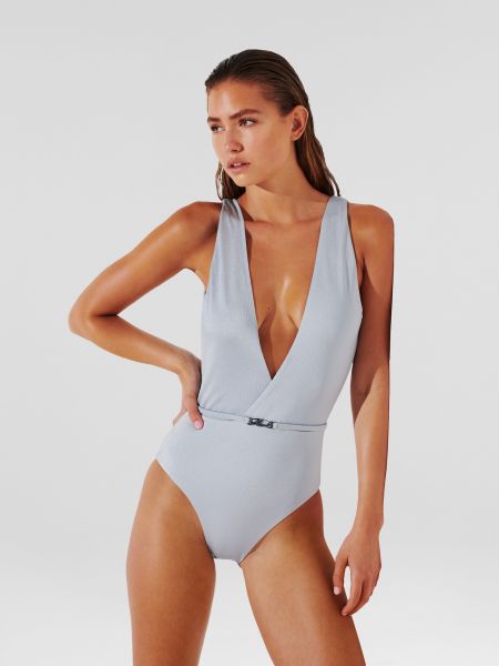 Jednodielne plavky Karl Lagerfeld strieborná
