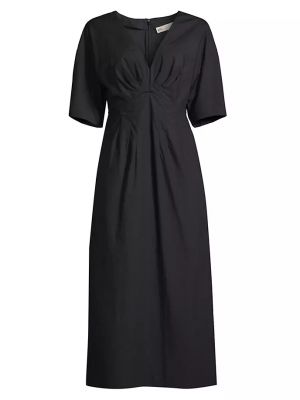 Платье из хлопкового поплина с V-образным вырезом Tory Burch черный