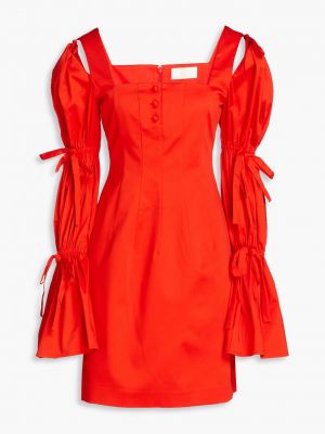 Платье мини из эластичного хлопкового поплина с завязками Sara Battaglia красный