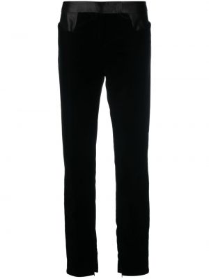 Aksamitne satynowe spodnie slim fit Tom Ford czarne