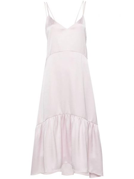 Satynowa sukienka midi Claudie Pierlot różowa
