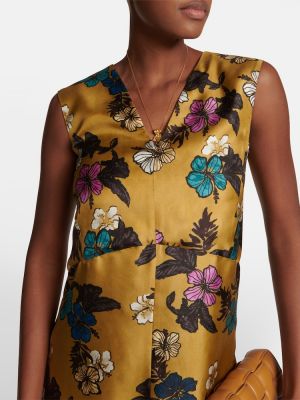 Svilena satenska midi obleka s cvetličnim vzorcem 's Max Mara